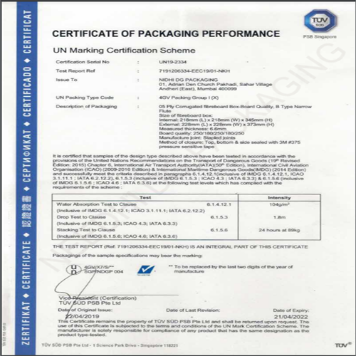 UN X-7 Certificate